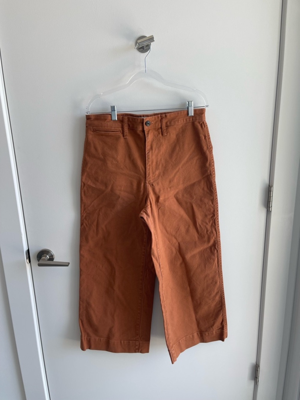 Madewell Wide Leg Cropped Pants in Rust Orange